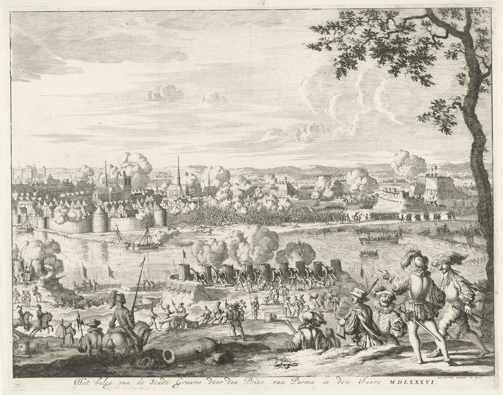 Detail of Siege and storming of Grave of the Duke of Parma by Jan Luyken