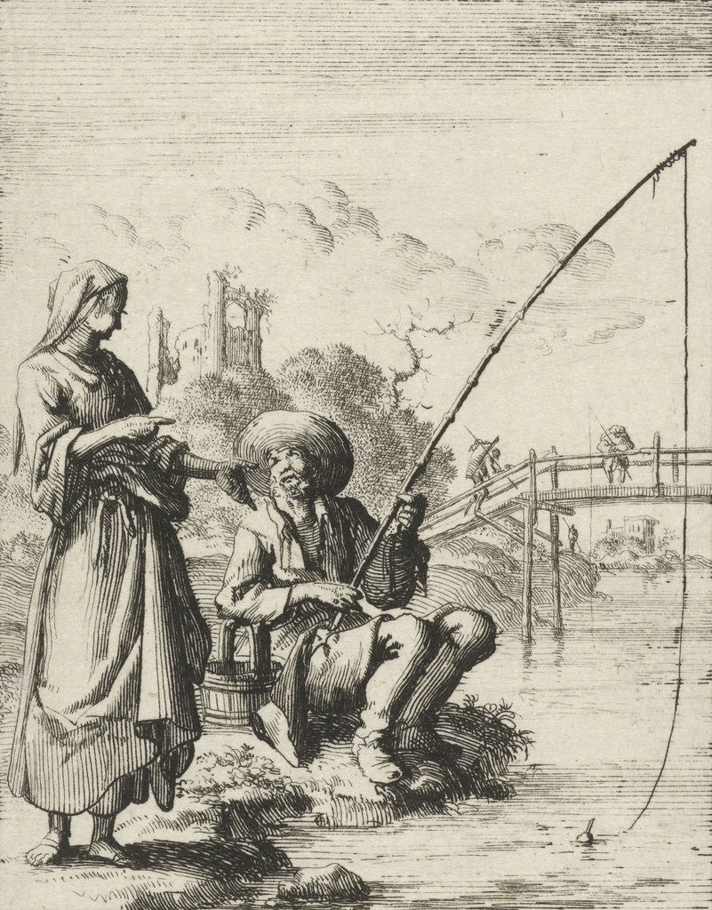 Detail of Woman in conversation with an angler by Pieter Arentsz II