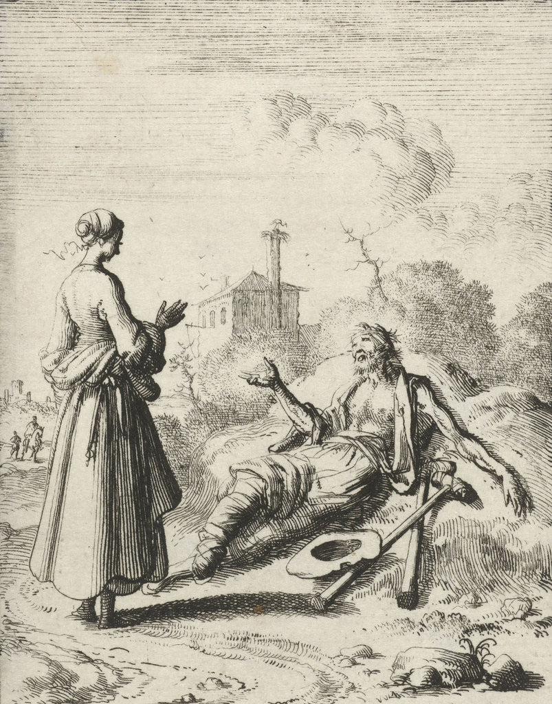 Detail of Woman speaks to a beggar by Pieter Arentsz II