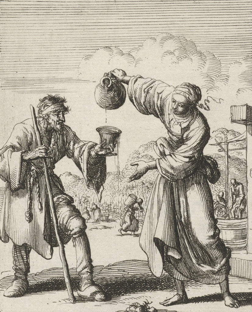 Detail of Woman gives a beggar wine by Pieter Arentsz II