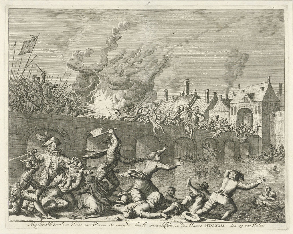 Detail of Spaniards killing people in Maastricht by Jan Luyken
