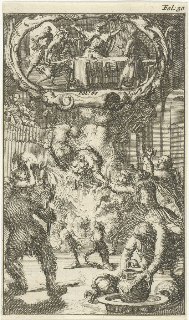 Detail of Charles VI, King of France, catches fire at a masquerade party / Ablabius ordered by Constantine the Great to be killed by Johannes Boekholt