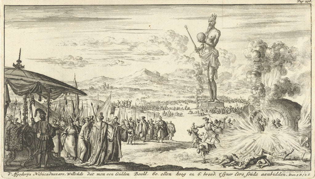 Detail of Three young men in the fiery furnace by Jan Luyken