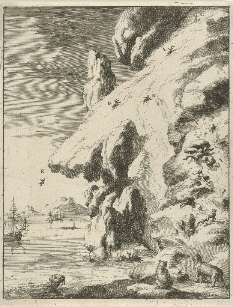 Detail of Mariners slip off an iceberg by Jan Luyken
