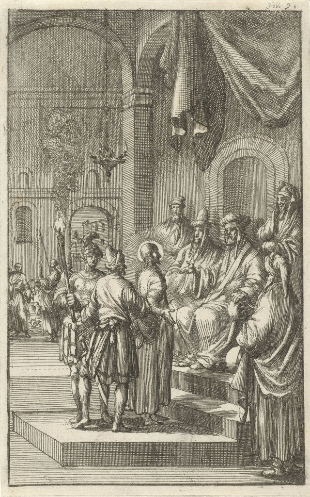 Detail of Christ before Caiaphas by Aart Dircksz Oossaan