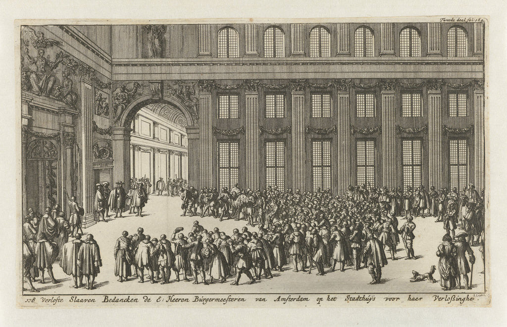 Detail of Freed slaves to thank the mayors of Amsterdam for their liberation by  Jan Claesz ten Hoorn