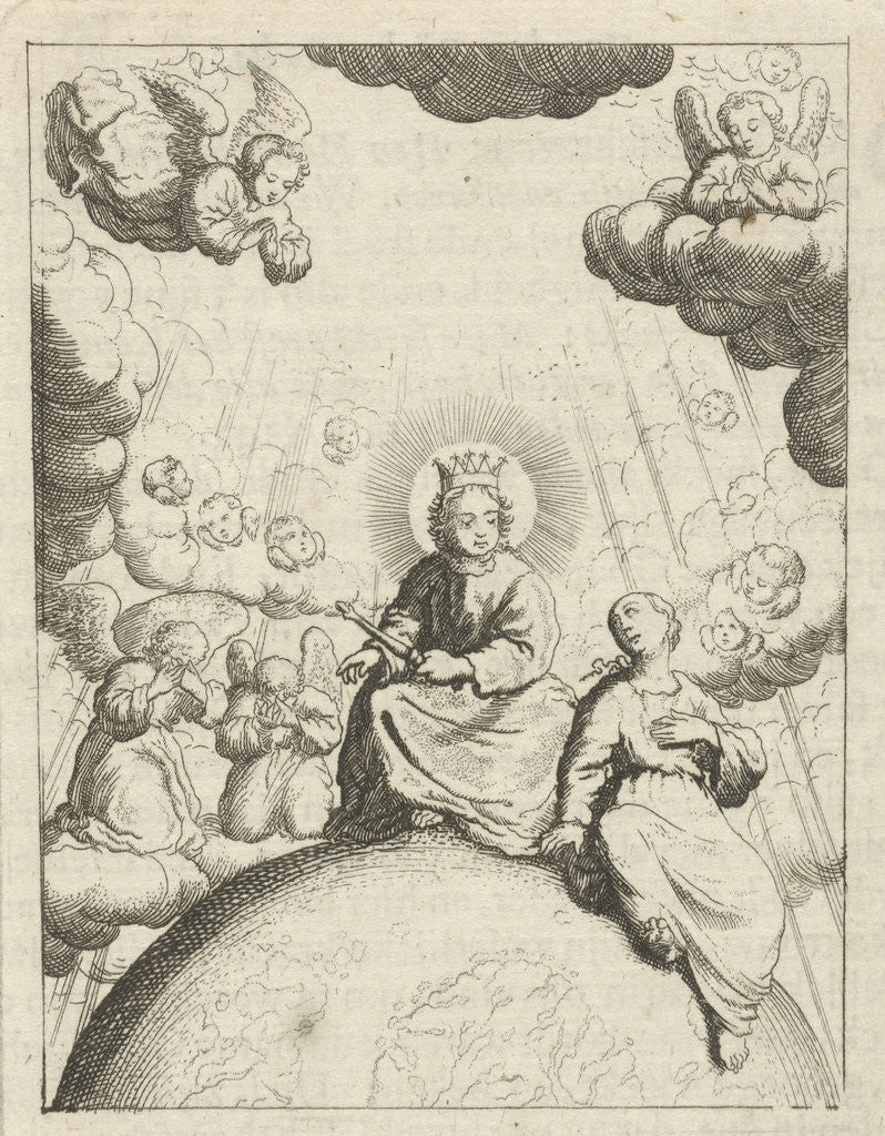 Detail of Christ and the personified soul surrounded by angels by Pieter Arentsz II