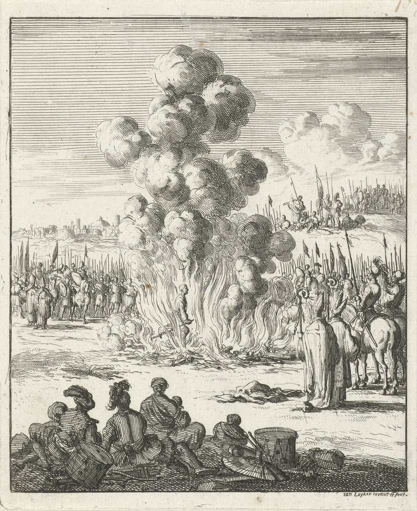 Detail of Priest examines the authenticity of the iron found from the spear of Longinus by Jan Luyken