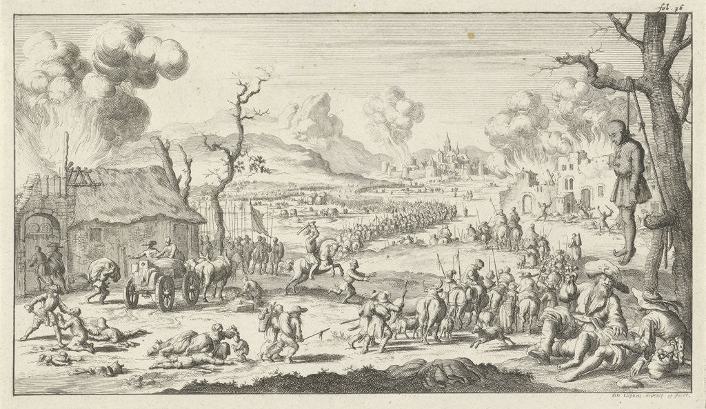 Detail of Murder and pillage by the gang of Peter the Hermit by Jan Luyken