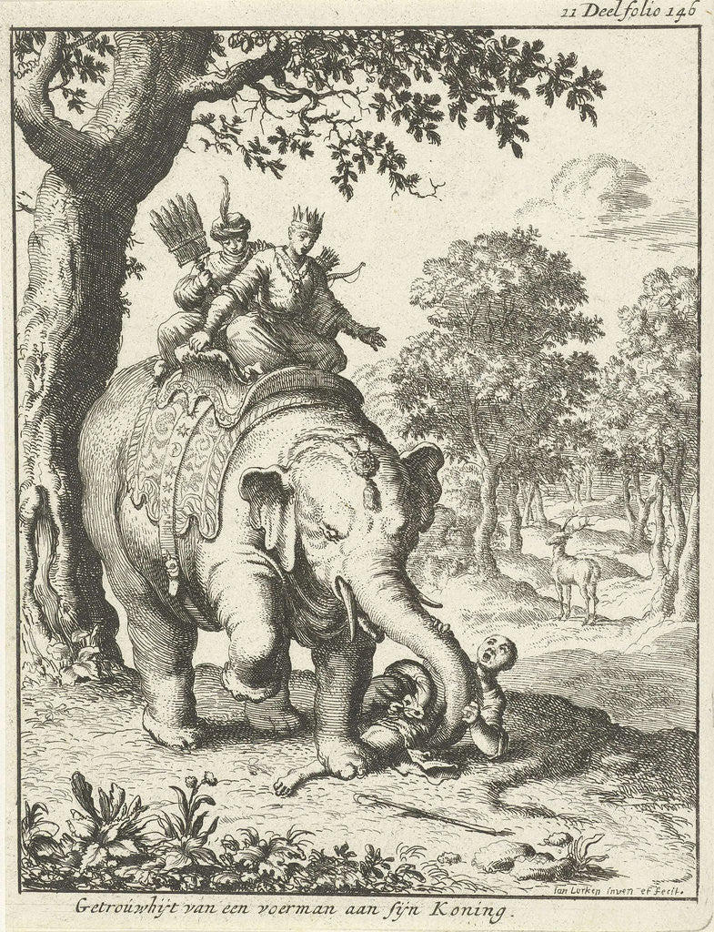 Detail of Elephant tramples his keeper by Jan Luyken