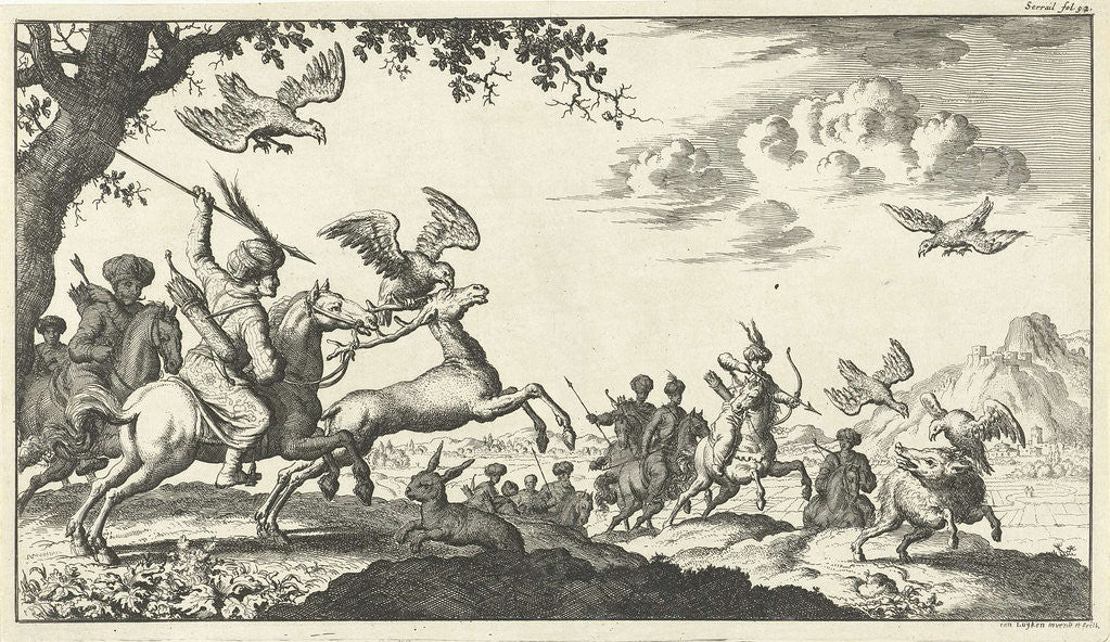 Detail of Mohammedan princes hunting by Joannes van Someren