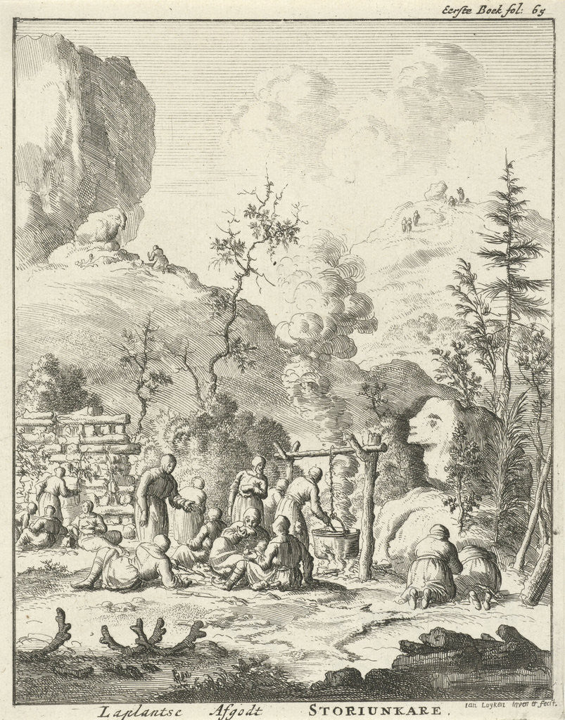 Detail of Laplanders worship the god Storiunkare, Lapland by Jan Claesz ten Hoorn