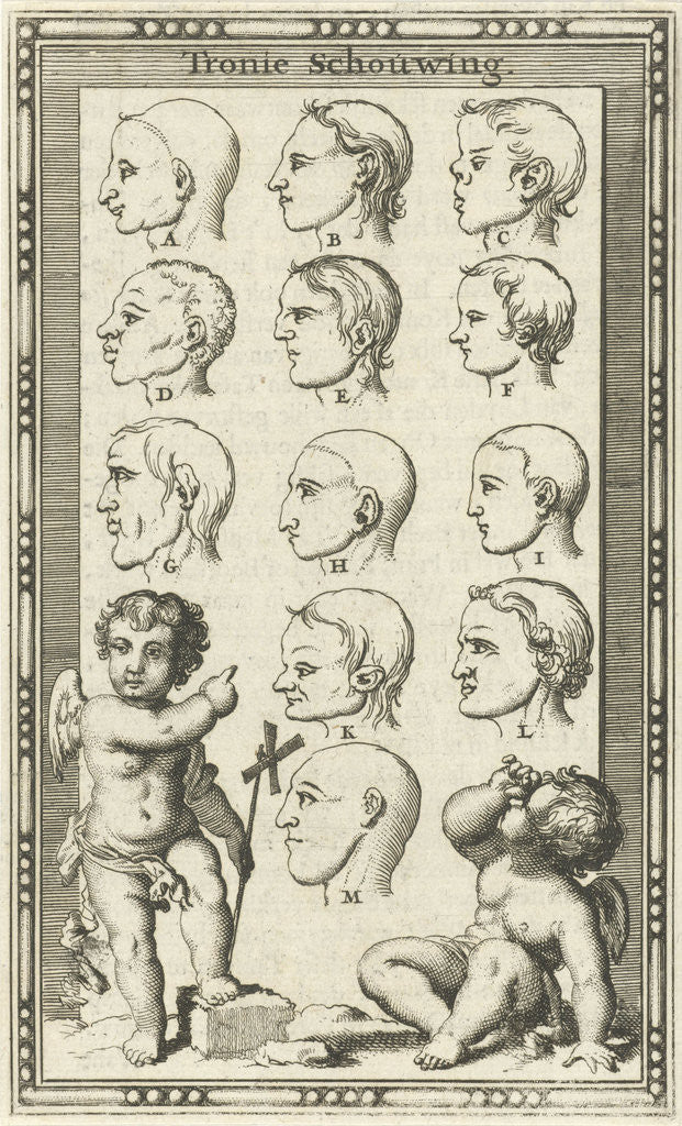 Detail of Twelve heads, marked A-M by Willem Goeree