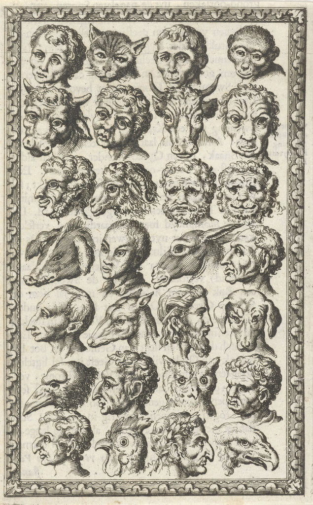 Detail of 28 cups of humans and animals by Willem Goeree
