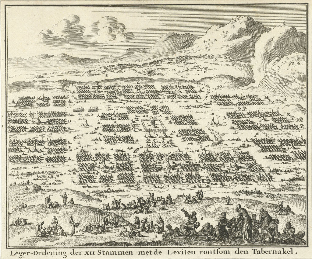 Detail of Tent Camps of the twelve tribes of Israel arranged around the tabernacle by Willem Goeree