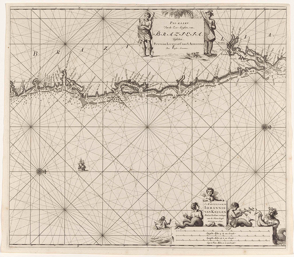 Detail of Sea chart of the east coast of Brazil by Johannes van Keulen I