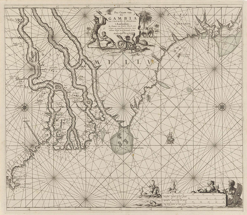 Detail of Sea chart of the coast of Gambia and part of the coast of Senegal, Guinea and Sierra Leone by Anonymous