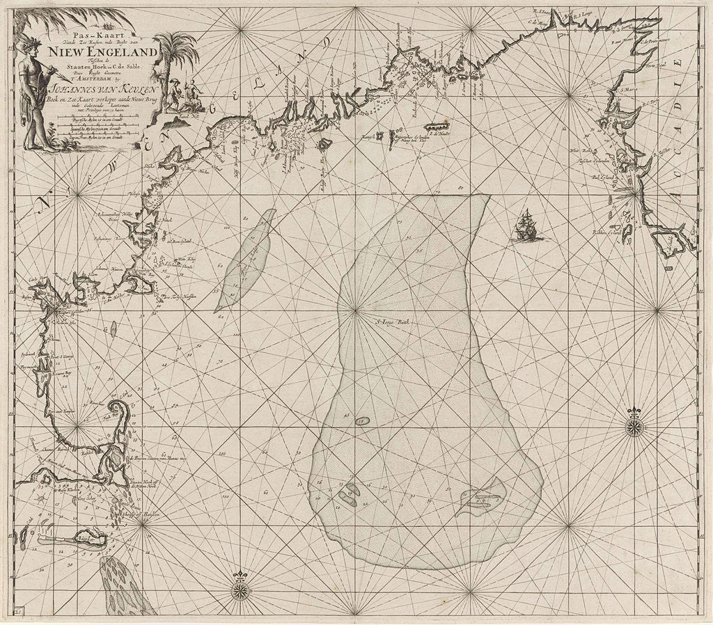 Detail of Sea chart of part of the east coast of the United States USA and Canada by Johannes van Keulen I