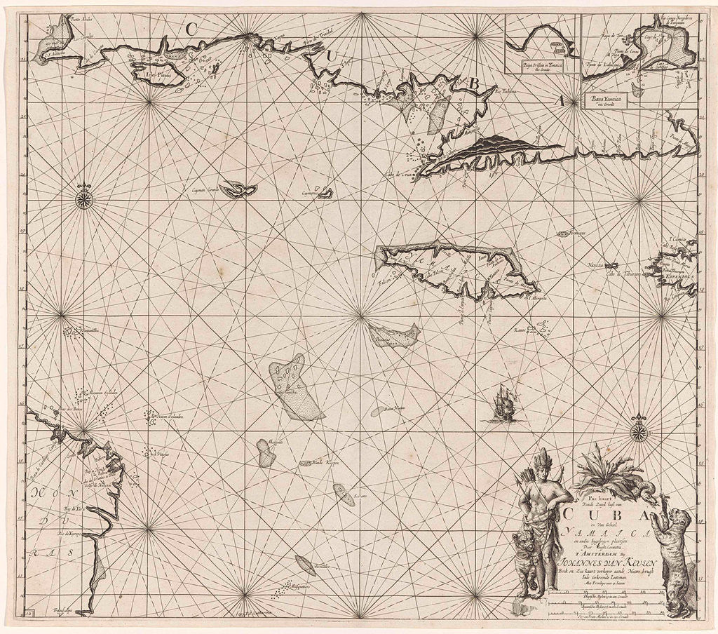Detail of Sea chart of the south coast of Cuba and Jamaica by Johannes van Keulen I