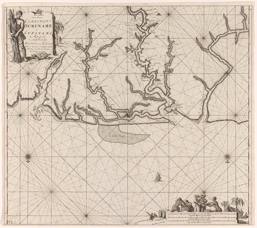 Detail of Sea chart of various Surinamese rivers by Anonymous