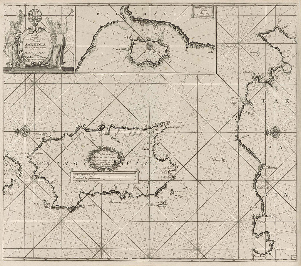 Detail of Sea chart of the island of Sardinia and part of the coast of North Africa by Anonymous