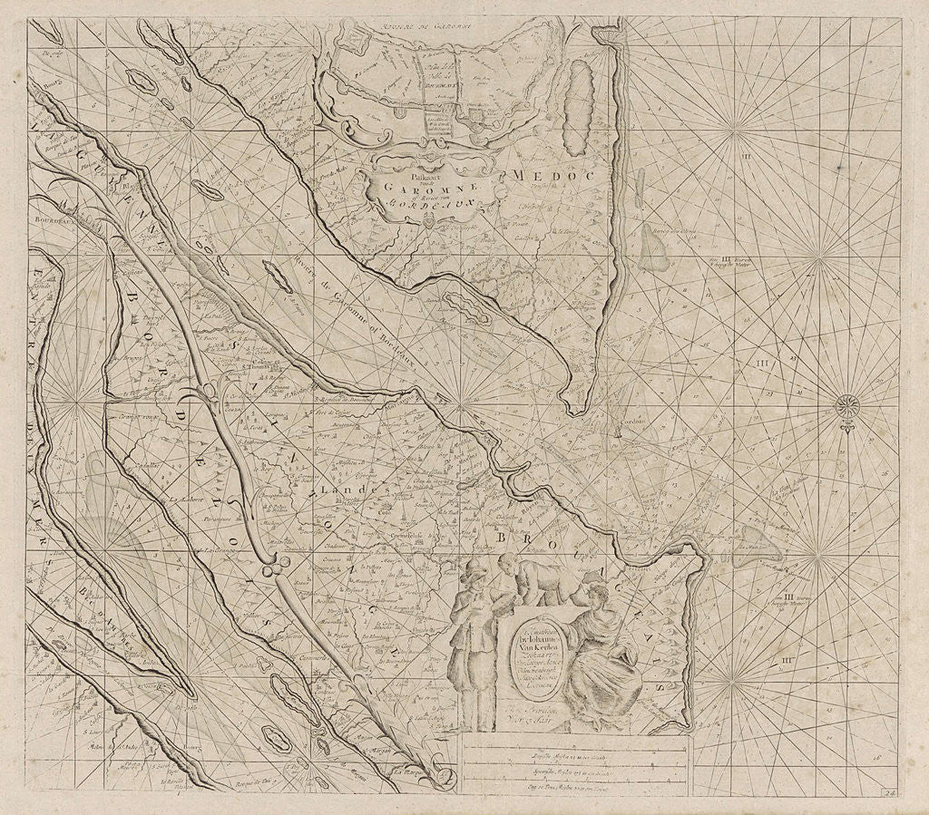Detail of Sea chart of the River Gironde to Bordeaux by Johannes van Keulen I