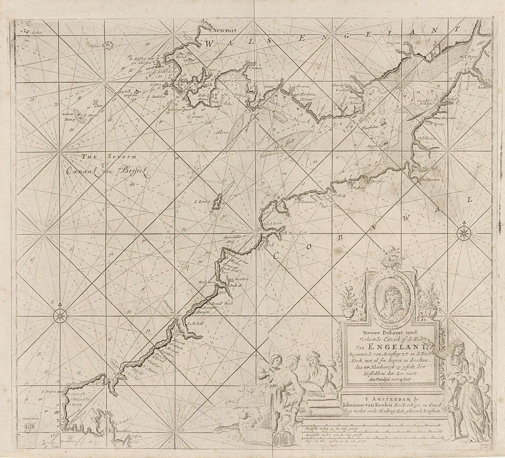 Detail of Sea chart of the Bristol Channel by Johannes van Keulen I