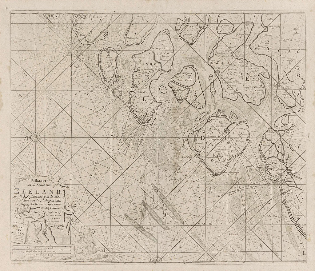 Detail of Sea chart of the Zeeland Islands and part of the North Sea by Johannes van Keulen I