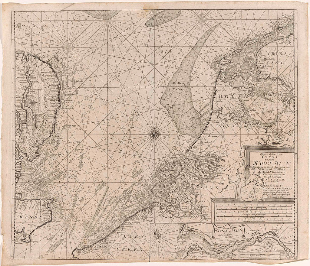 Detail of Sea chart of the southern part of the North Sea and part of the east coast of England, Gerard van Keulen by Anonymous