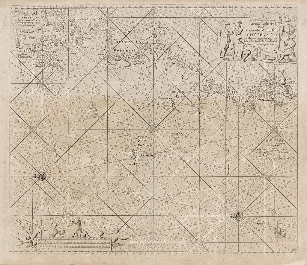 Detail of Sea chart of the Atlantic Ocean to the west coast of Europe and parts of Africa by unknown