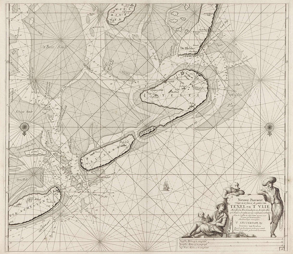 Detail of Sea chart of the Wadden Sea from Den Helder to Terschelling by Anonymous
