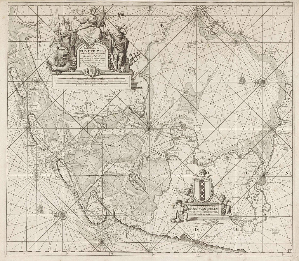 Detail of Sea chart of the Zuiderzee and the Wadden Sea by unknown