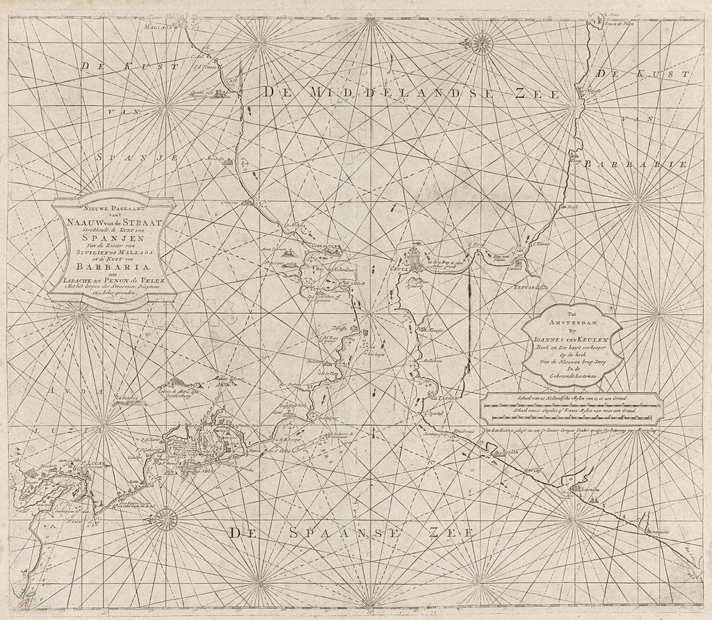 Detail of Sea chart of the Strait of Gibraltar by Johannes van Keulen II