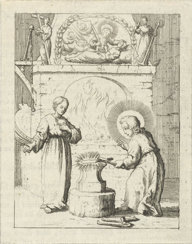 Detail of Christ and the soul personified in a forge by Pieter Arentsz II
