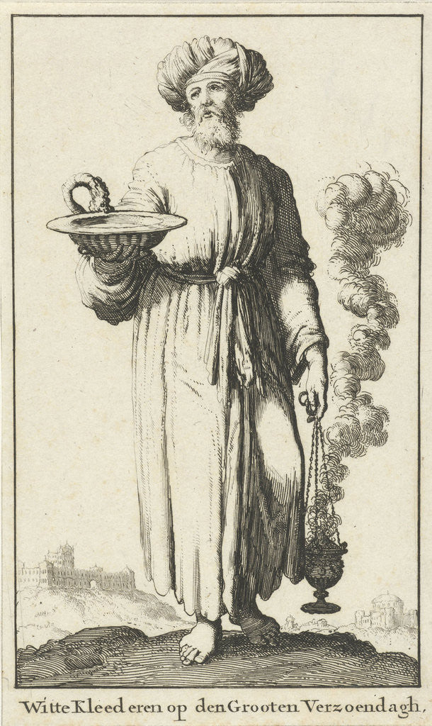 Detail of High priest in white vestments belonging to the Atonement, variant A by Willem Goeree