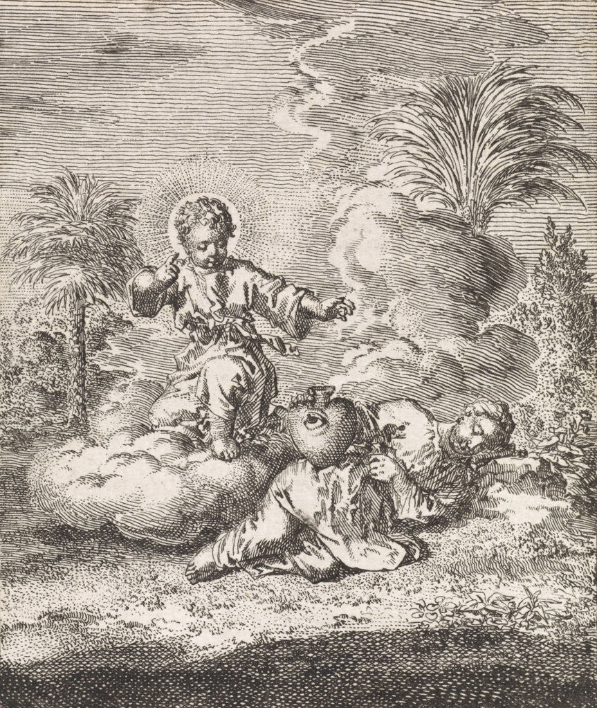 Detail of Christ finds the personified soul asleep by Jan Luyken