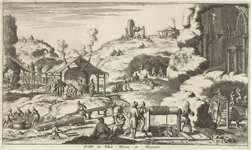 Detail of Gold and silver mines in Hungary by Jan Luyken