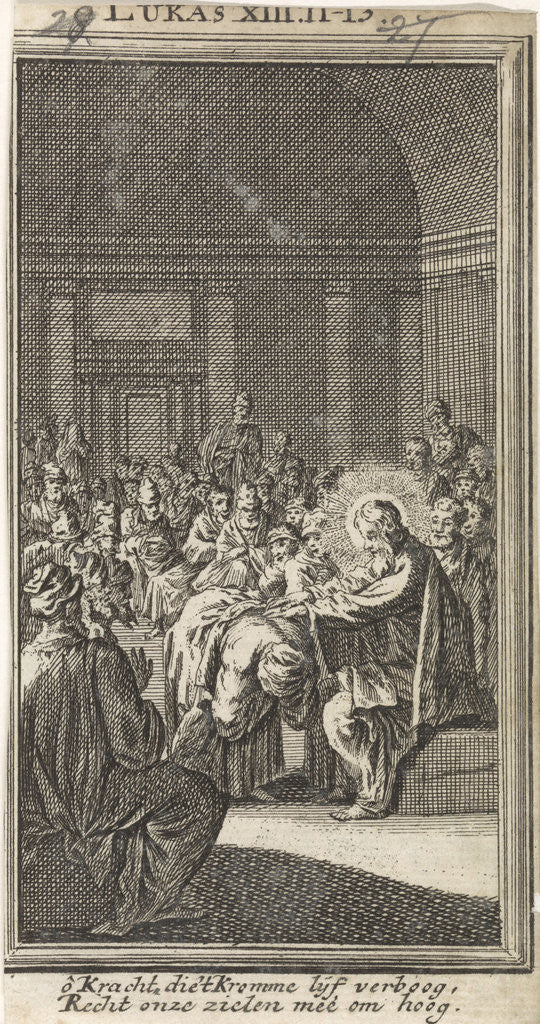 Detail of Christ puts his hand on a woman by Anonymous