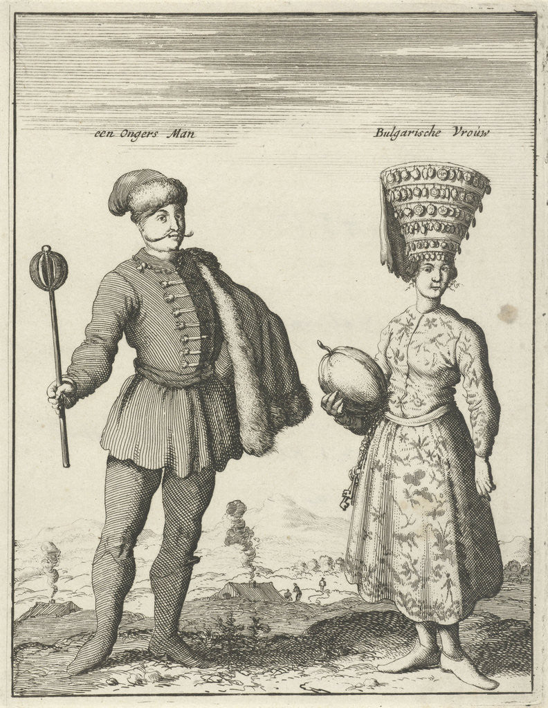 Detail of Hungarian man and Bulgarian woman in costume by Jan Luyken