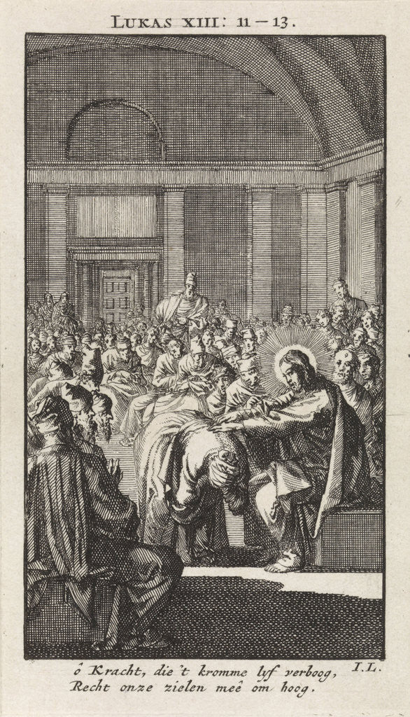 Detail of Christ puts his hand on a woman by Pieter Arentsz & Cornelis van der Sys II