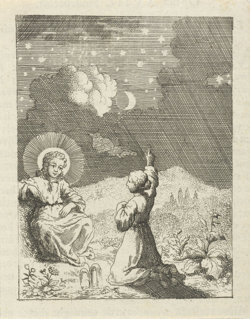 Detail of Christ and the personified soul contemplate the starry sky by Pieter Arentsz II