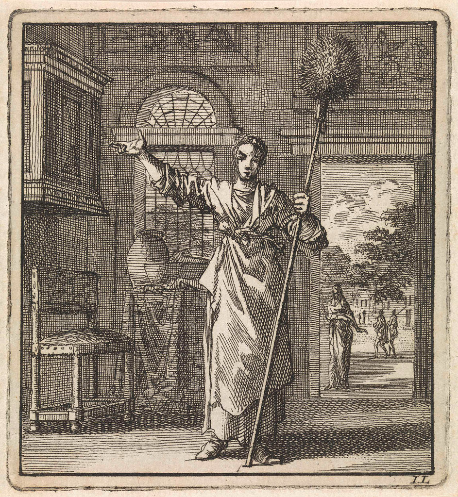 Detail of Woman holding a brush on a stick by Pieter Arentsz & Cornelis van der Sys II