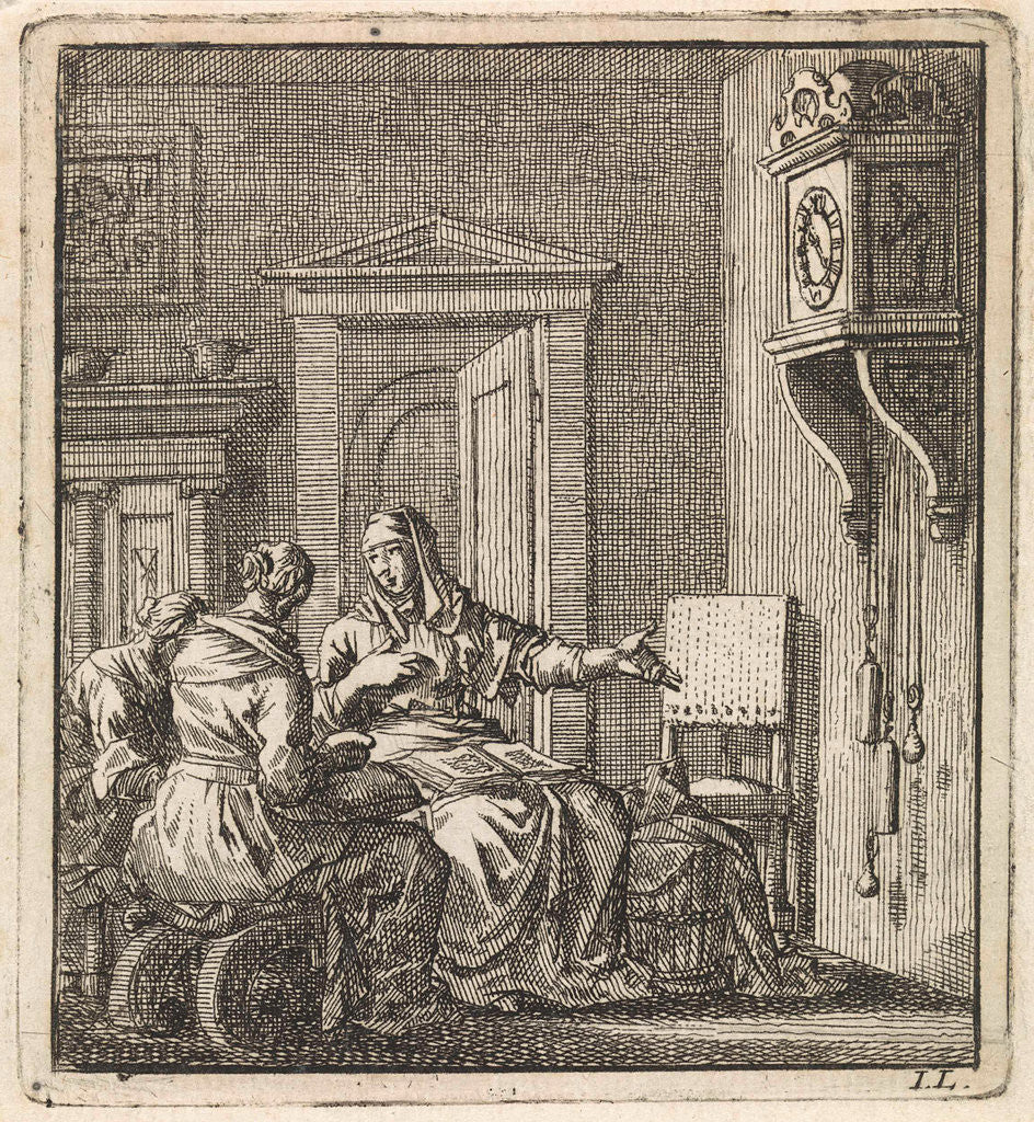 Detail of Three women at a wall clock by Pieter Arentsz & Cornelis van der Sys II