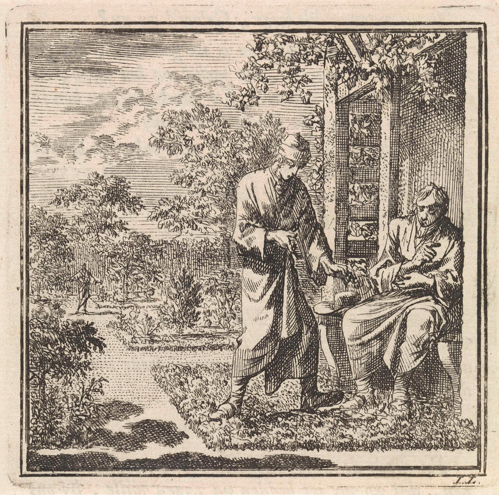 Detail of Two men in a garden with a gazebo by Pieter Arentsz & Cornelis van der Sys II
