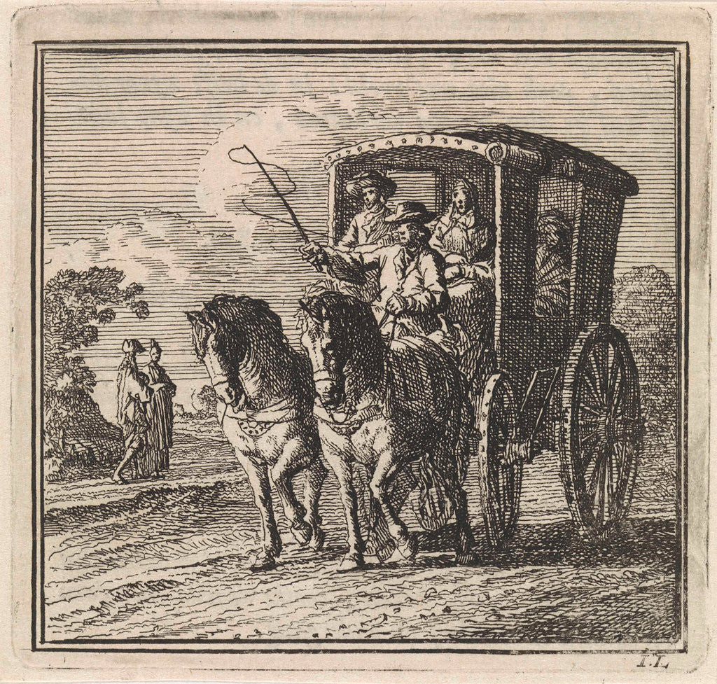 Detail of Four figures in a carriage by Pieter Arentsz & Cornelis van der Sys II
