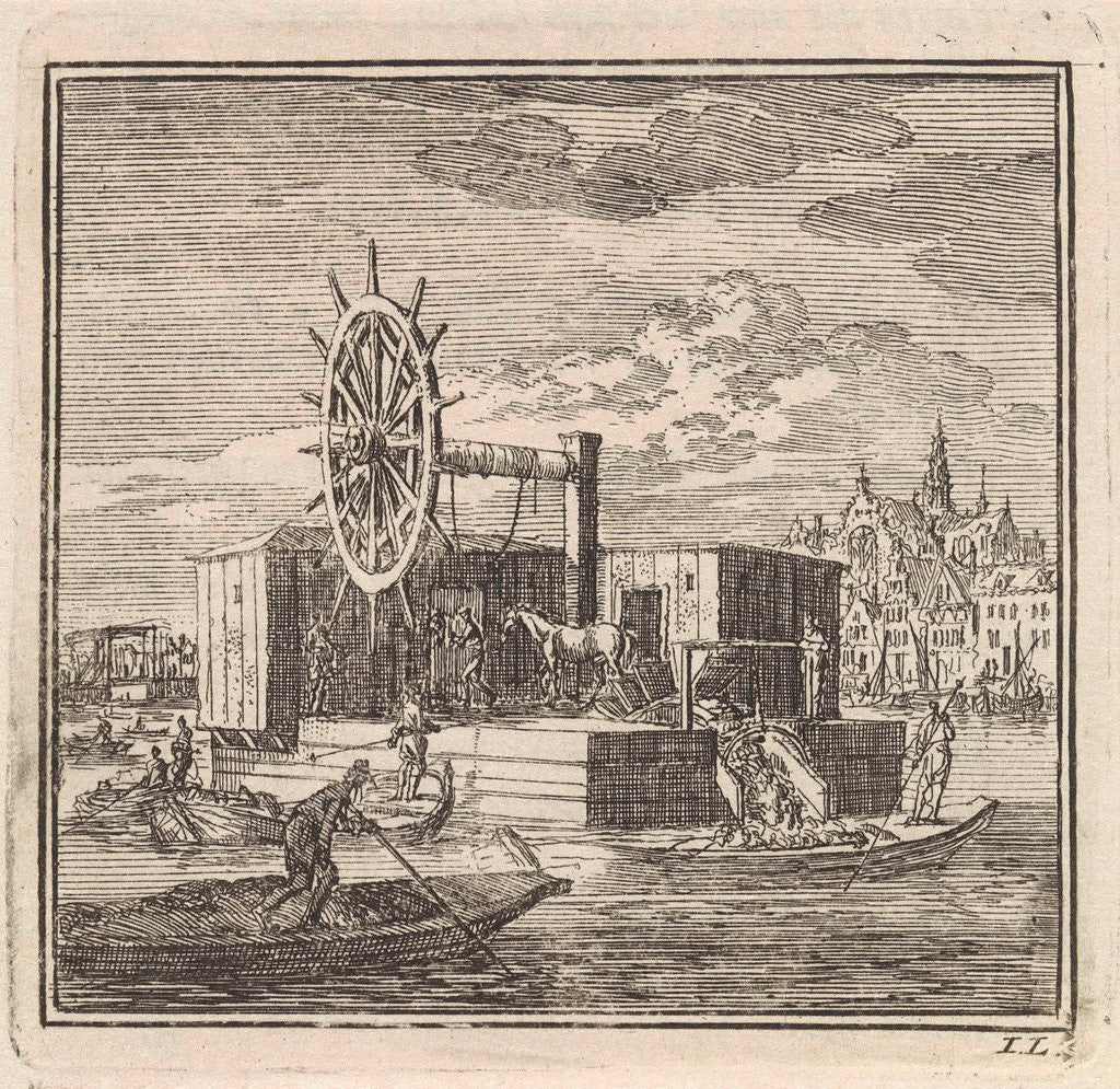 Detail of Dredger on the outskirts of a town by Pieter Arentsz & Cornelis van der Sys II