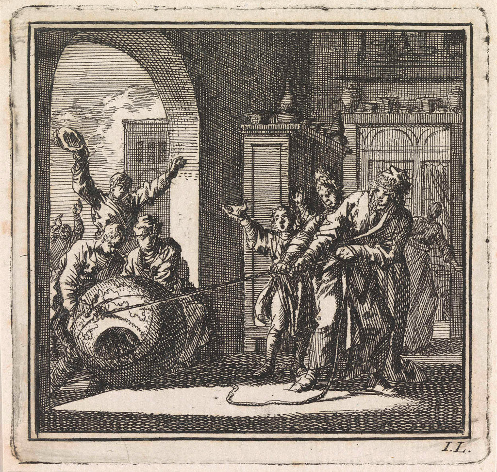 Detail of Some people pull the world on a string inside their house by Cornelis van der Sys II