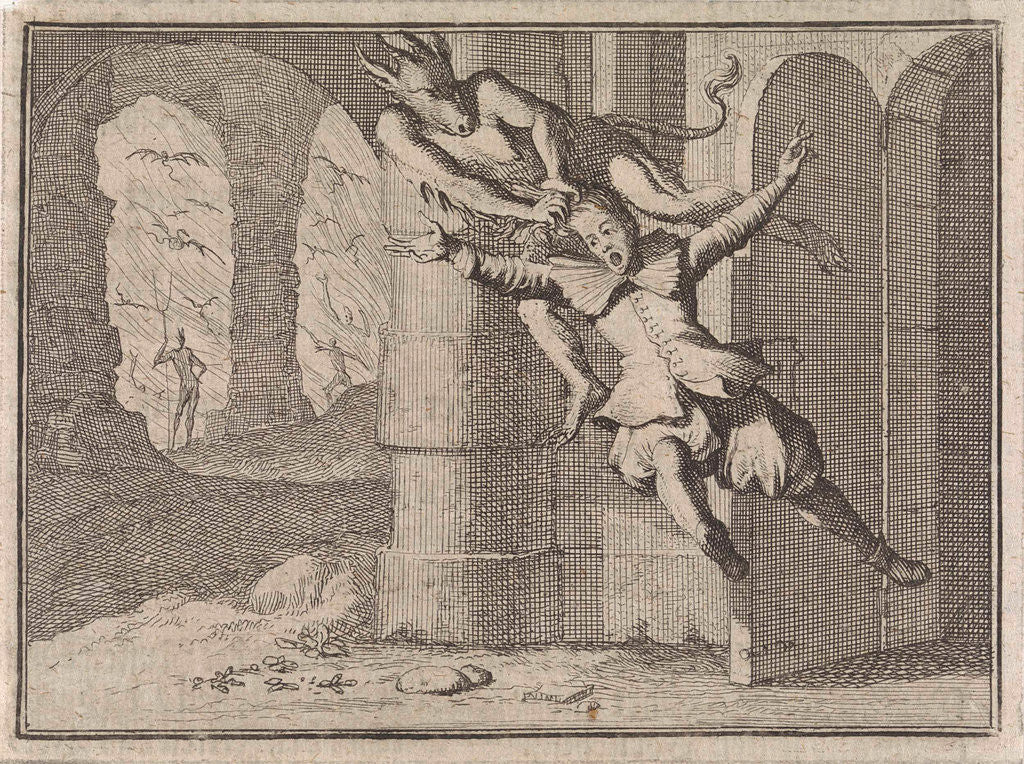 Detail of Soldier towed to hell by a devil because he refused to confess by Frantz Martin Hertzen