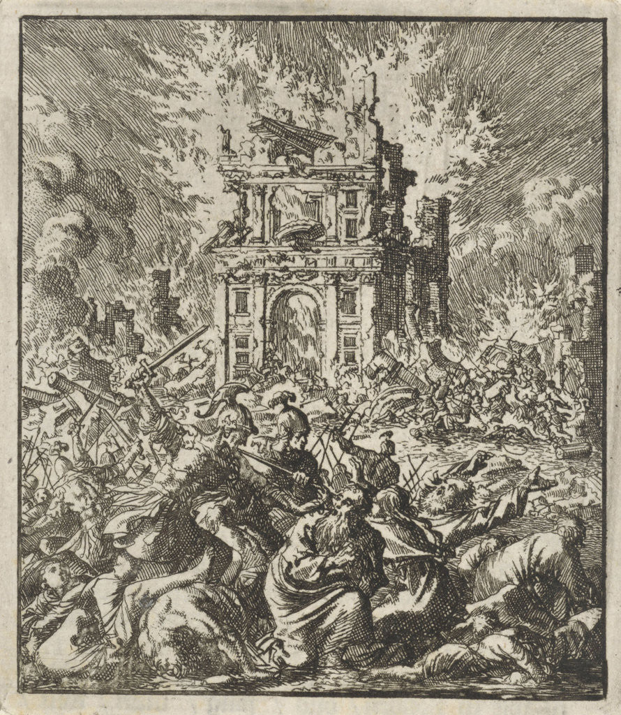 Detail of Romans kill the Jews, while the Temple burns by Barent Visscher