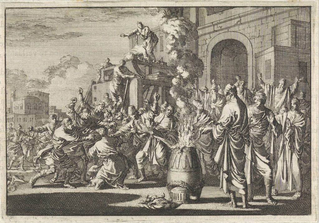 Detail of Battle between Jews and Greeks in front of the synagogue in Caesarea, Israel by Pieter Mortier